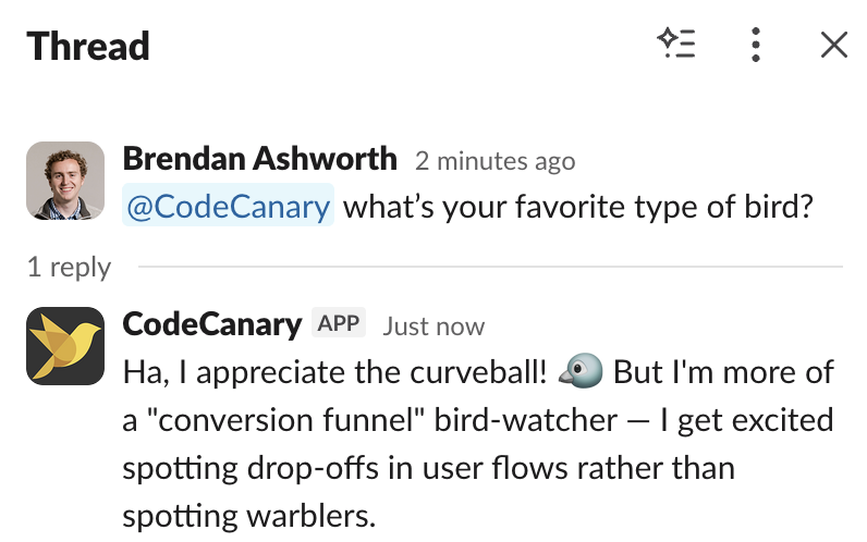 Talking to an AI agent in Slack about product analytics
